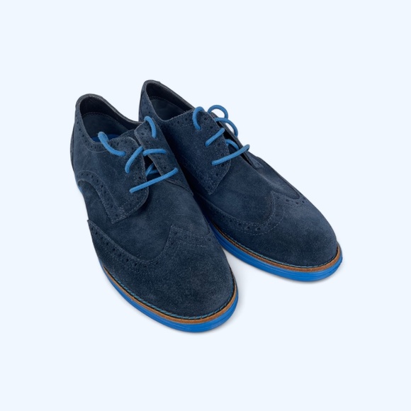 Cole Haan Shoes - Cole Haan Lunargrand Wingtip Womens Size 7.5 Blue Suede Shoes